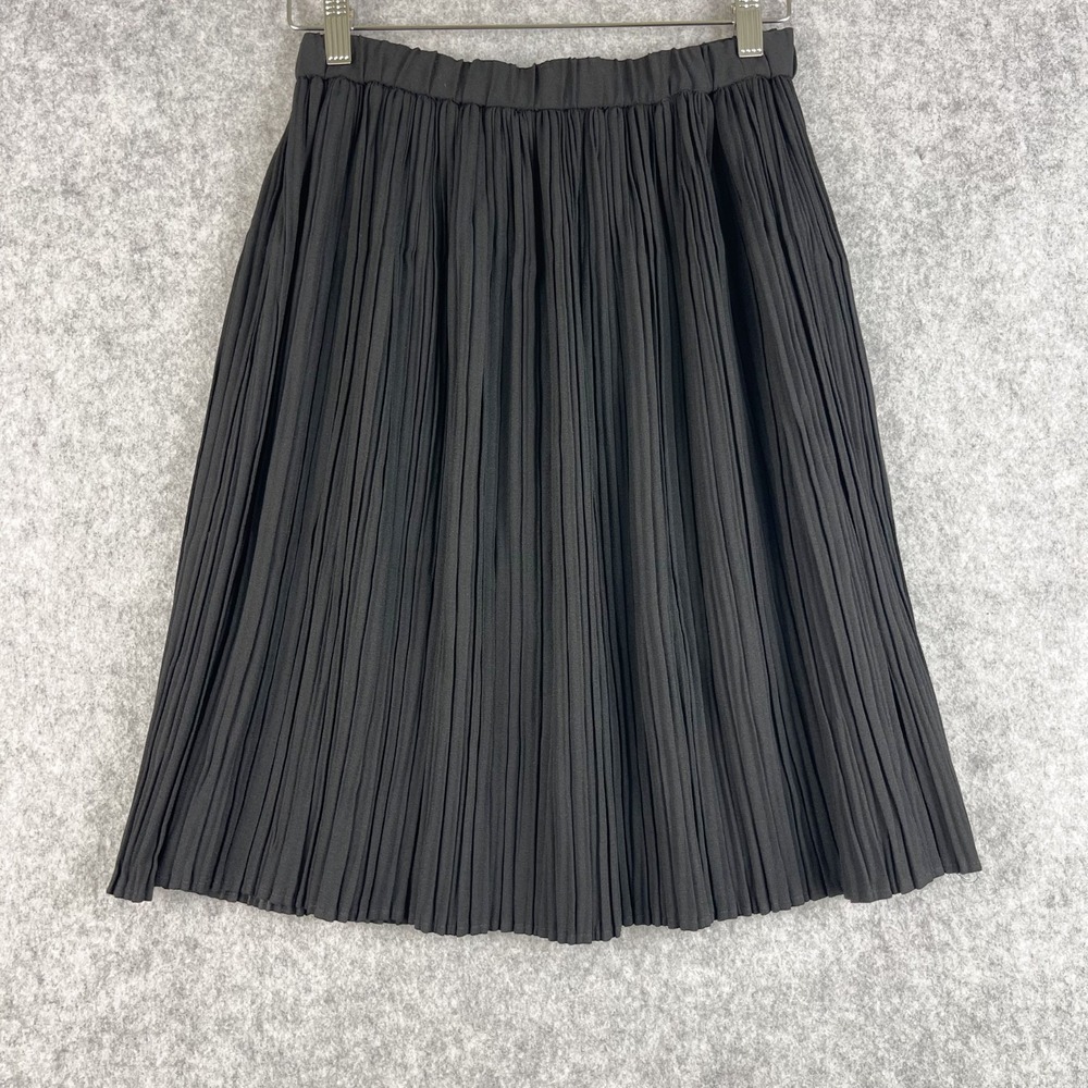 Vintage Jones New York Pleated Skirt Womens 10 Black Pull On Capsule Minimal